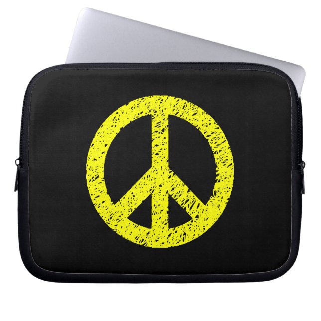 Capa Para Notebook Símbolo de Paz Estipulado - Amarelo a Preto (Frente)