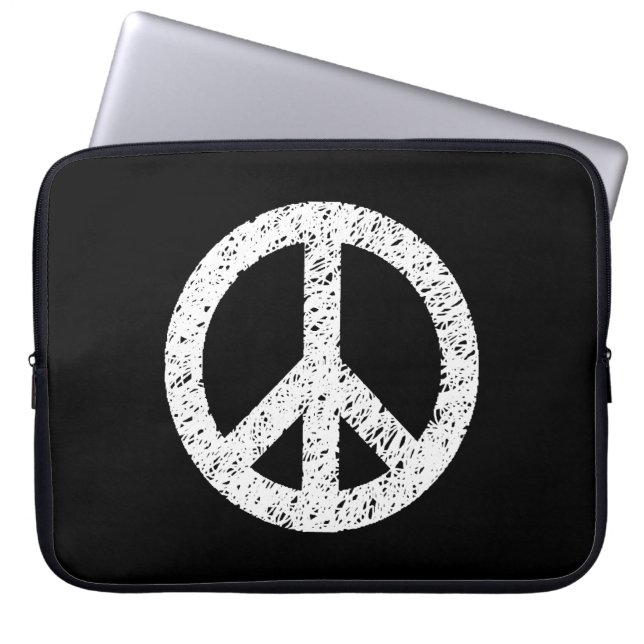 Capa Para Notebook Símbolo de Paz Estipulado Scribble - Branco a Pret (Frente)
