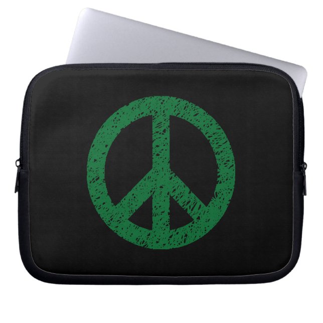 Capa Para Notebook Símbolo de paz tencioso - Dk Grn no Blk (Frente)