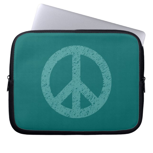 Capa Para Notebook Símbolo de paz tencioso - Oceano Gron no Teal (Frente)