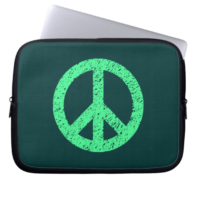 Capa Para Notebook Símbolo tencioso da paz - Mint Grn on Dk Grn (Frente)