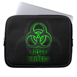 Capa Para Notebook Símbolo Verde Brillante de Riesgo Biológico