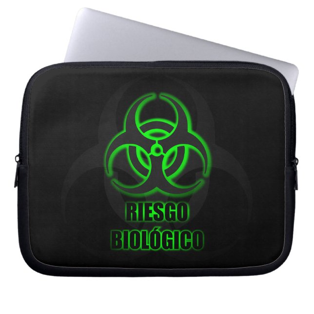 Capa Para Notebook Símbolo Verde Brillante de Riesgo Biológico (Frente)