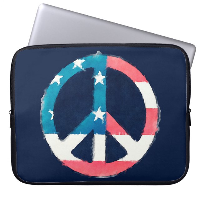 Capa Para Notebook Sinal de Paz Americano grunge (Frente)