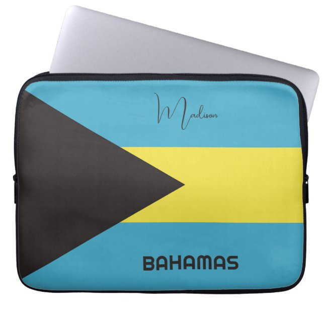 Capa Para Notebook Sinalizador Bahamas de Nome Personalizado (Frente)