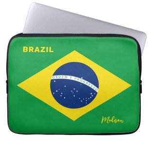 Capa Para Notebook Sinalizador Brasil de Nome Personalizado