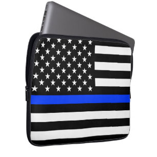 Capa Para Notebook Sinalizador da Polícia de Linha Azul-Fino