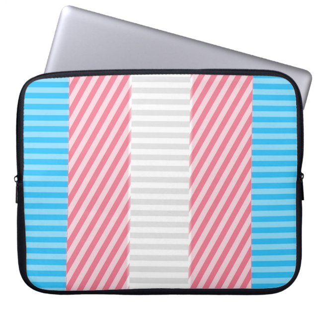 Capa Para Notebook Sinalizador do Abstrato Transgender Pride Stripe F (Frente)