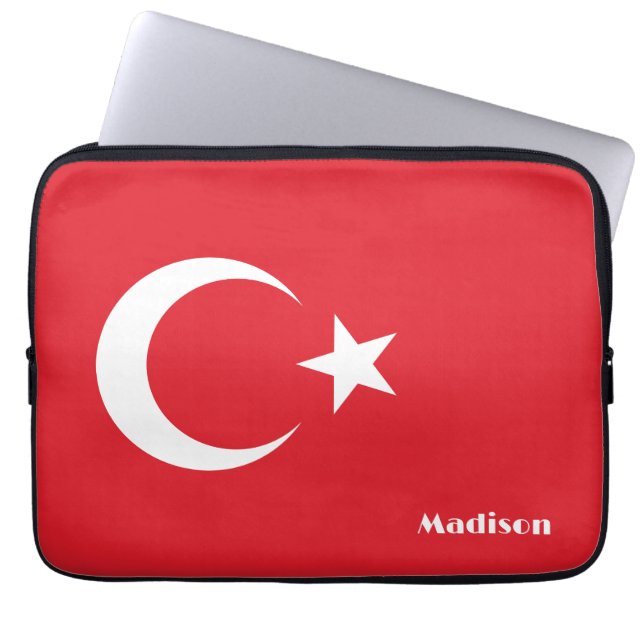 Capa Para Notebook Sinalizador Turquia de Nome Personalizado (Frente)