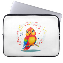 Capa Para Notebook **Singing Parrot – Cute Parrot Singing Illustratio
