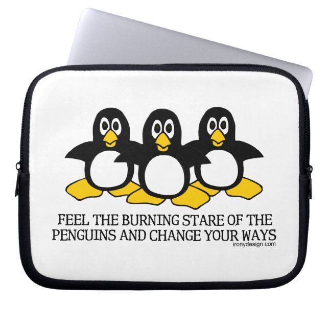 Capa Para Notebook Sinta o olhar fixo ardente dos pinguins (Frente)