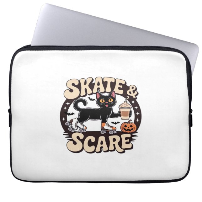 Capa Para Notebook Skate e Medo - Cilindro de Gato Preto Cuja Pista E (Frente)