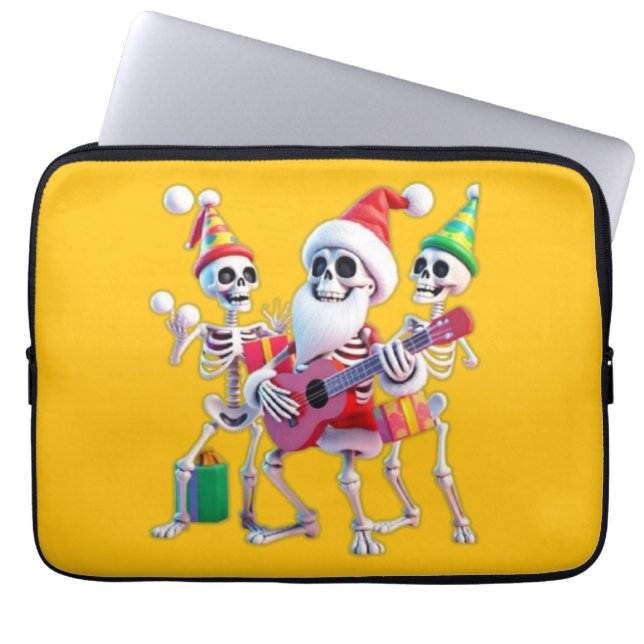 Capa Para Notebook **Skeleton 3D Christm Santa Party – Funnyas Skelet (Frente)