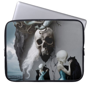 Capa Para Notebook Skull Black Cat Shadow Work Occult Witchy AI Art