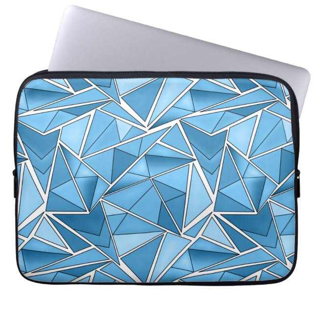 Capa Para Notebook Sky blue and blue geometric shapes pattern modern  (Frente)