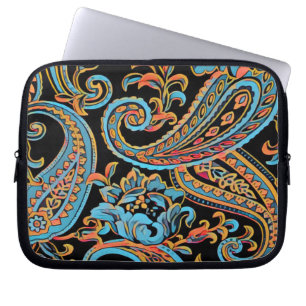 Capa Para Notebook Sky Blue e Autumn Orange Vintage Paisley
