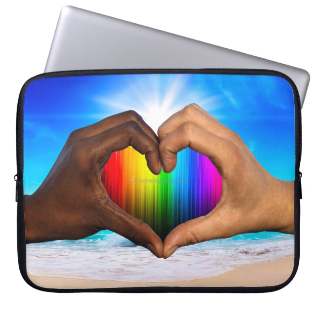 Capa Para Notebook SlipperyJoe gradiente de arco-íris vibrante coraçã (Frente)