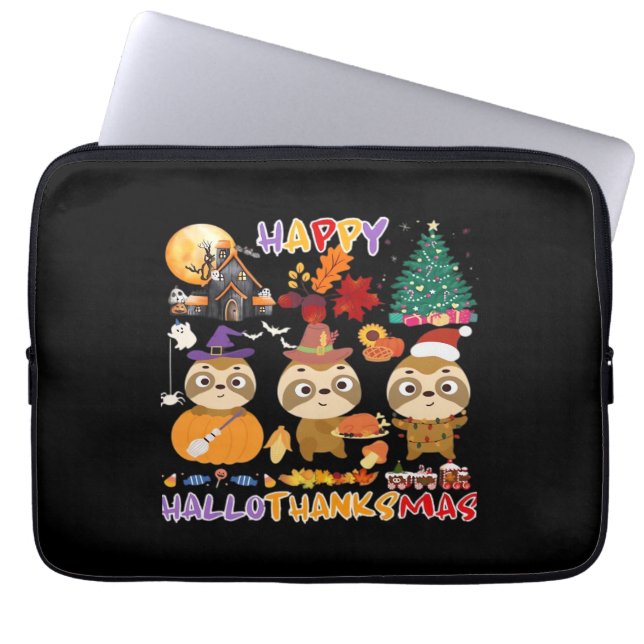Capa Para Notebook Sloth Happy Hallothanksmas - Dia de as Bruxas engr (Frente)
