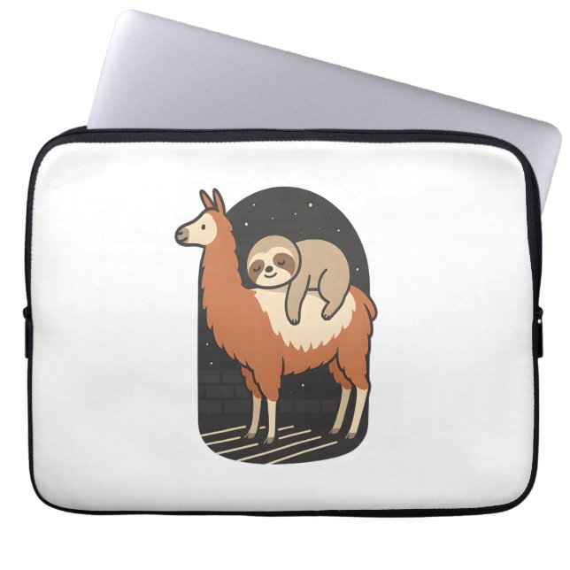 Capa Para Notebook Sloth Riding Lama (Frente)