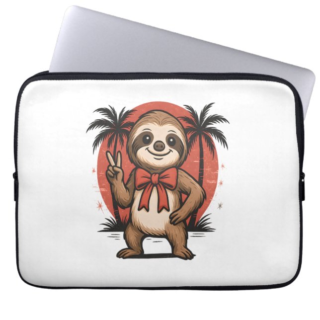 Capa Para Notebook Sloth Summer Beach Rocking (Frente)
