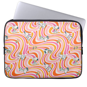 Capa Para Notebook Snoopy & Woodstock Groovy Vibes Padrão Laranja