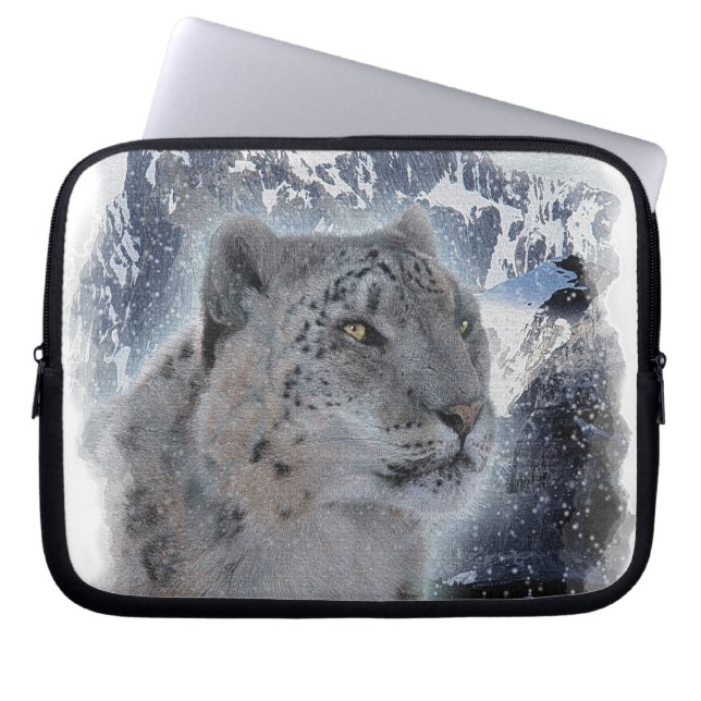 Capa Para Notebook SNOW LEOPARD Espécies Ameaçadas de Gato Grande (Frente)