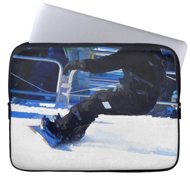 Capa Para Notebook Snowboarder Skidding - Presente Esportivo de Inver (Frente)