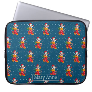 Capa Para Notebook Snowman Flocos de neve Padrão de Natal Azul