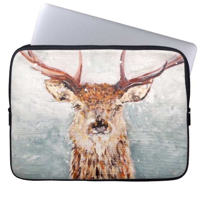 Capa Para Notebook Snowy Stag Painting By MirandaPA - Bolsa de laptop (Frente)