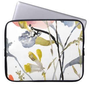 Capa Para Notebook Sobreposição de Flor - Flores de Pastel de Aquar