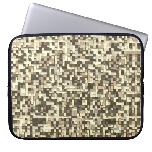 Capa Para Notebook Sobreposição de pequenos quadrados, tons em castan (Frente)