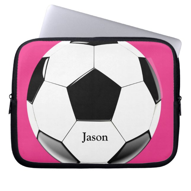 Capa Para Notebook Soccer Ball com Laptop de nome Bag Eletrônicos (Frente)