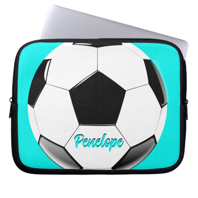 Capa Para Notebook Soccer Ball com Laptop de nome Bag Eletrônicos (Frente)