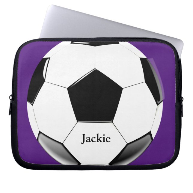 Capa Para Notebook Soccer Ball com Laptop de nome Bag Eletrônicos (Frente)
