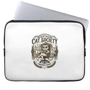 Capa Para Notebook Sociedade Felina Bar de Álcool Humor Vintage Vetor