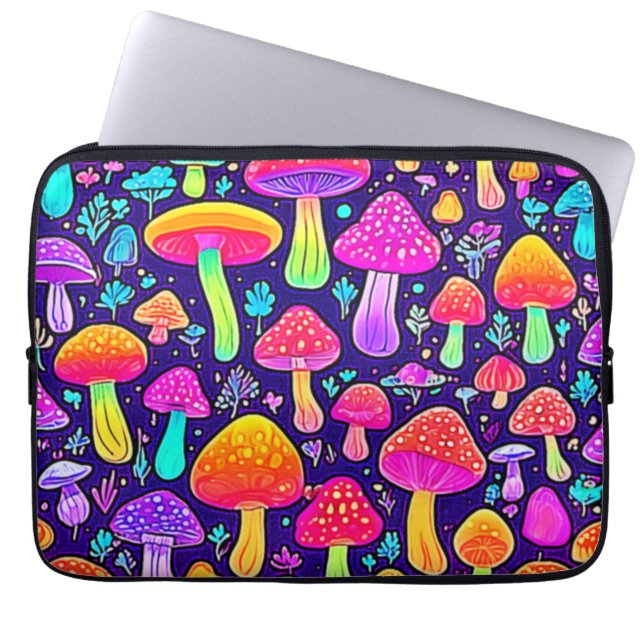 Capa Para Notebook Soft Neon: Patch do Cogumelo de Cartoon (Frente)