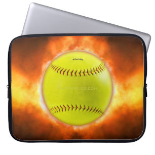 Capa Para Notebook Softbol SlipperyJoe's em chamas chamas bola de fog