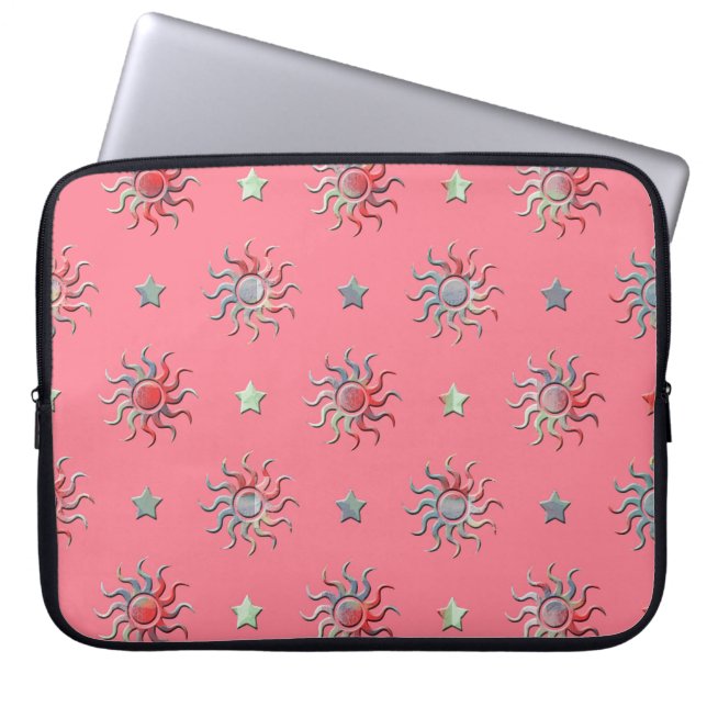 Capa Para Notebook Sol colorido e estrelas design (Frente)