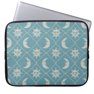 Capa Para Notebook Sol e Lua Celestiais Verde-azulado