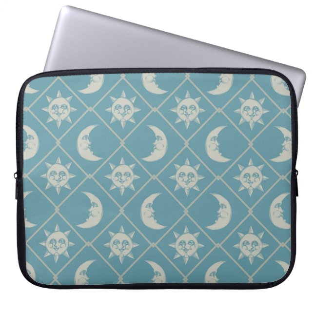Capa Para Notebook Sol e Lua Celestiais Verde-azulado (Frente)