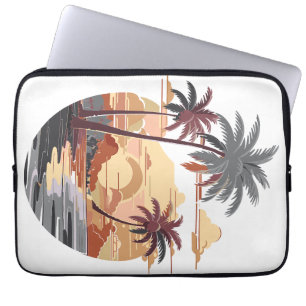 Capa Para Notebook Sol havaiano com palmeira.