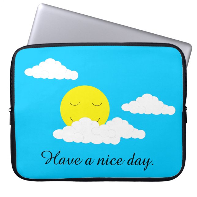 Capa Para Notebook Sol sorridente com nuvens de pipoca: (Frente)