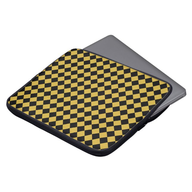 Capa Para Notebook Solid Black and Metallic Gold Chevron Pattern (Frente Topo)