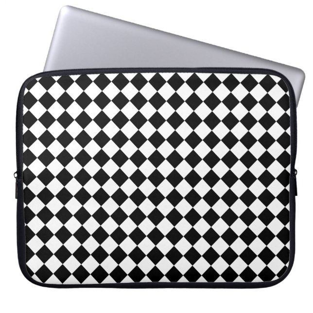 Capa Para Notebook Solid Black and White Chevron Pattern (Frente)
