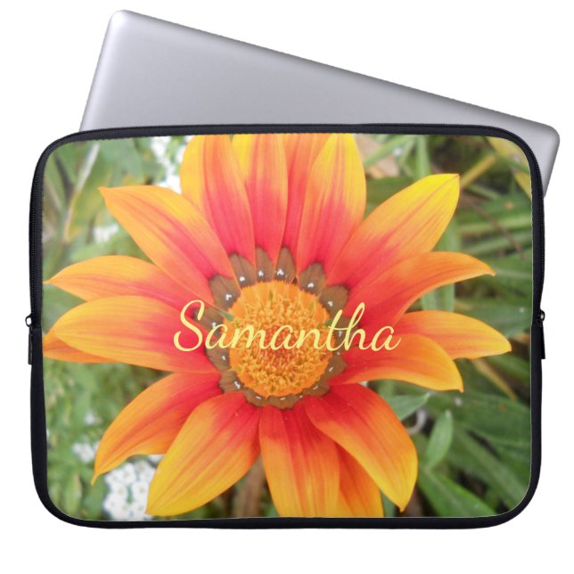 Capa Para Notebook Solteiro Laranja Flor Personalizado (Frente)