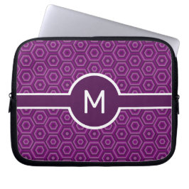 Capa Para Notebook Solteiro - Letra monograma em hexágonos roxos