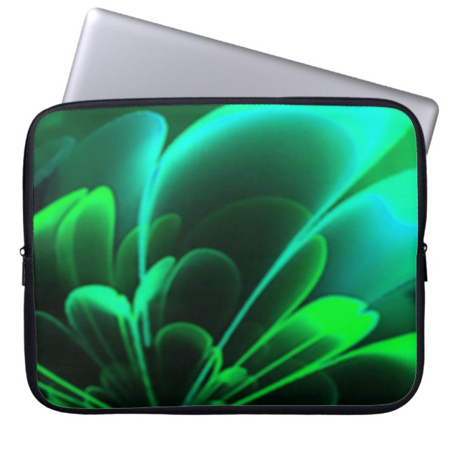 Capa Para Notebook Sombras Verdes Estilizam Meia Corola Flor (Frente)