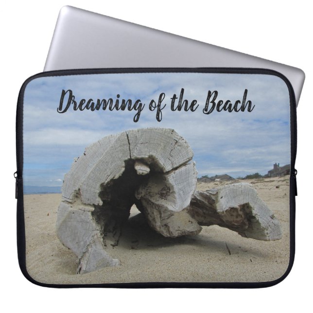 Capa Para Notebook Sonhando com a Praia Madeira Flutuante Foto Costa  (Frente)