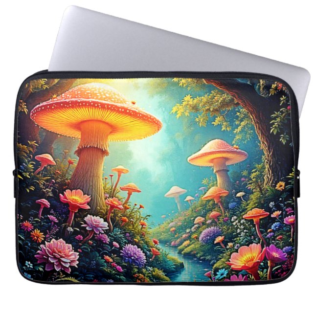 Capa Para Notebook Sonho Encantado de Floresta de Mushroom (Frente)