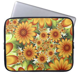 Capa Para Notebook Sonho Floral, Arte Fractal Moderna de Flor Abstrat